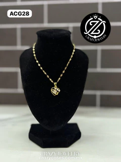 GARGANTILLA DE ACERO - CORAZON 4 ZIRCONI...