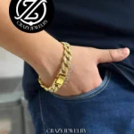 Acero inoxidable - Pulsera dorada tipo M...