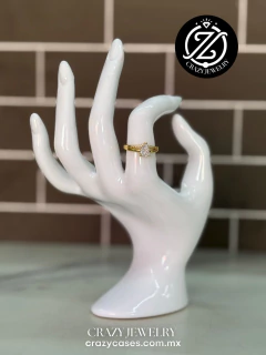 Anillo ajustable acero - gota con circon...