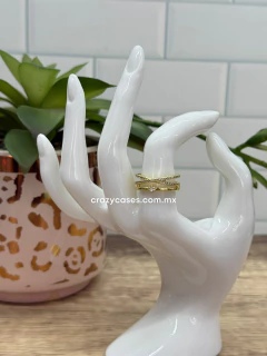 Anillo acero dorado ajustable - Solitari...