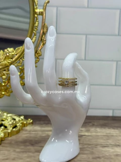 Anillo acero dorado ajustable - Solitari...