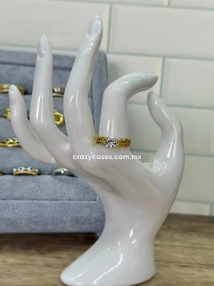 Anillo acero dorado ajustable - Solitari...