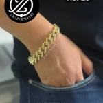 Acero inoxidable - Pulsera dorada tipo M...