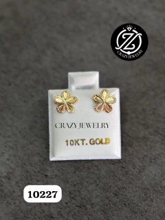 FLOR DIAMANTADA 3 OROS GRANDE - Oro 10K