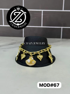 Pulso tipo Tiffany con charms: concha co...