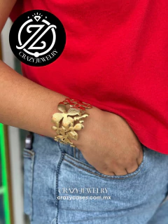 BRAZALETE ACERO INOXIDABLE - FLORES TAMA...