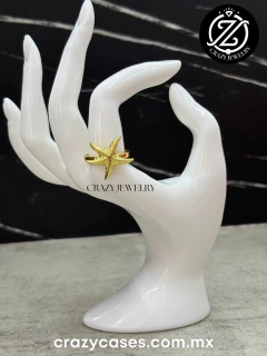 Anillo acero dorado ajustable - Estrella...