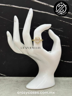 Anillo acero dorado ajustable - Solitari...