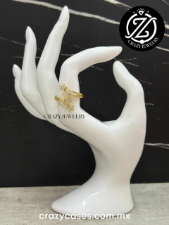 Anillo acero dorado ajustable - 4 estrel...