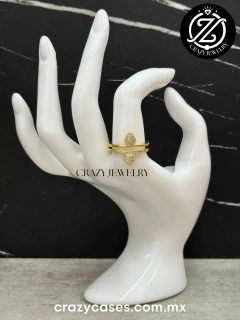 Anillo acero dorado ajustable - Doble se...