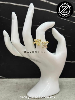Anillo acero dorado ajustable - Mariposa...