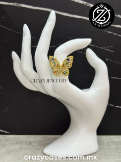 Anillo acero dorado ajustable - Mariposa...