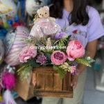 arreglo base madera osita beige