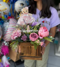 arreglo base madera osita beige