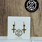 Arracada con cruz lisa - acero inoxidabl...