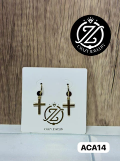 Arracada con cruz lisa - acero inoxidabl...