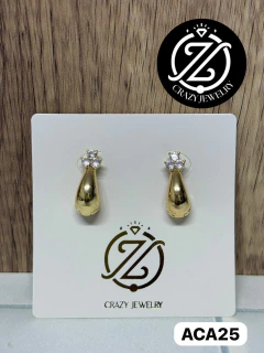 Arracadas de gota con 3 cristales - Acer...