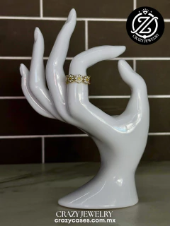 Anillo ajustable acero - margaritas