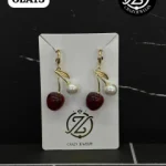 Arracada de oro laminado - Ceraza roja c...