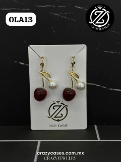 Arracada de oro laminado - Ceraza roja c...