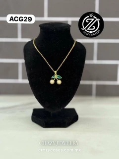 GARGANTILLA DE ACERO - CEREZAS ZIRCONIAS...