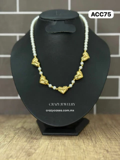 Acero inoxidable - Gargantilla perlas y...