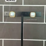 Aretes de acero inoxidable - Perla cuadr...