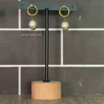 Aretes de acero inoxidable - Perla bisel...